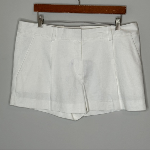 Diane Von Furstenberg Size 14 Naples Stretch‎ White Linen Shorts $198 NWT Beach - Picture 8 of 13